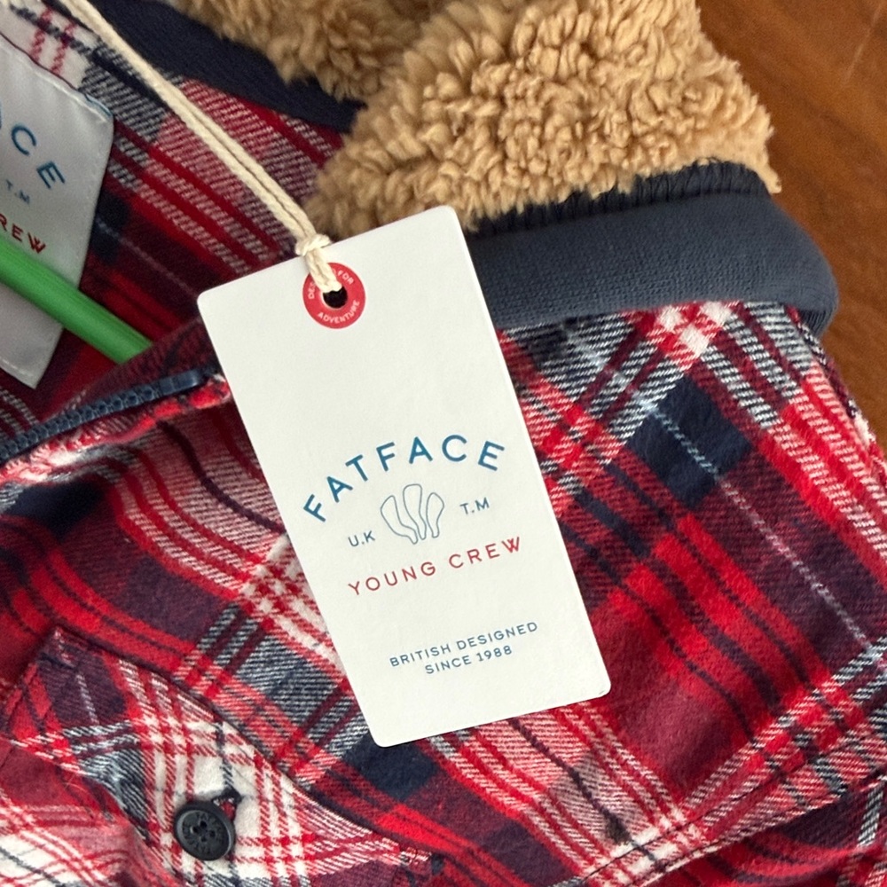 Fat Face Red and Blue Plaid Hooded Jacket - Picture 9 of 9